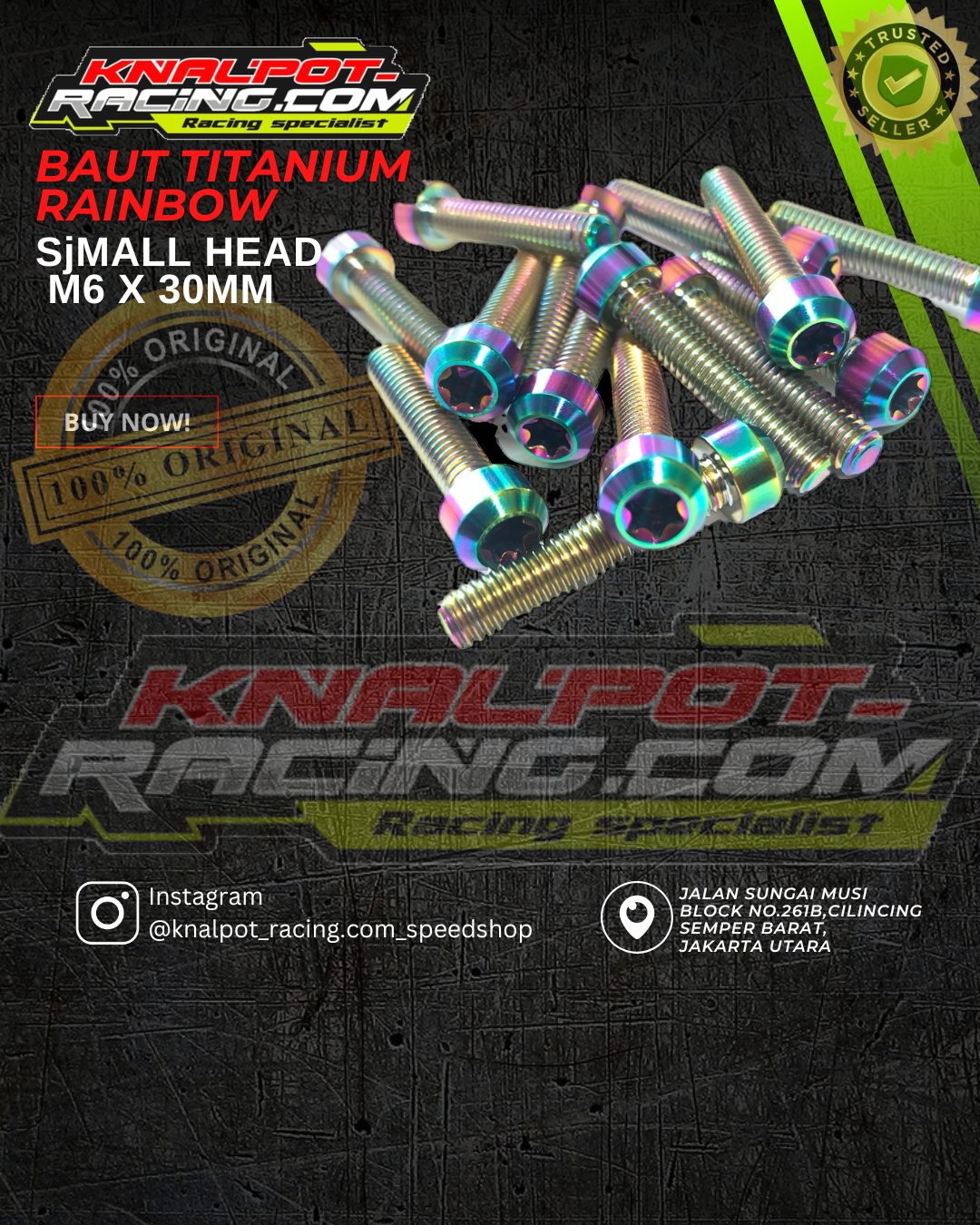 BAUT TITANIUM SMALL HEAD RAINBOW M6X30MM